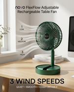 Load image into Gallery viewer, novo FlexFlow adjustable rechargeable table Fan