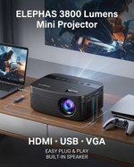 Load image into Gallery viewer, Elephas 3800 Lumens Mini Projector