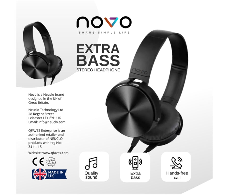 novo Extra Bass Stereo Headphones