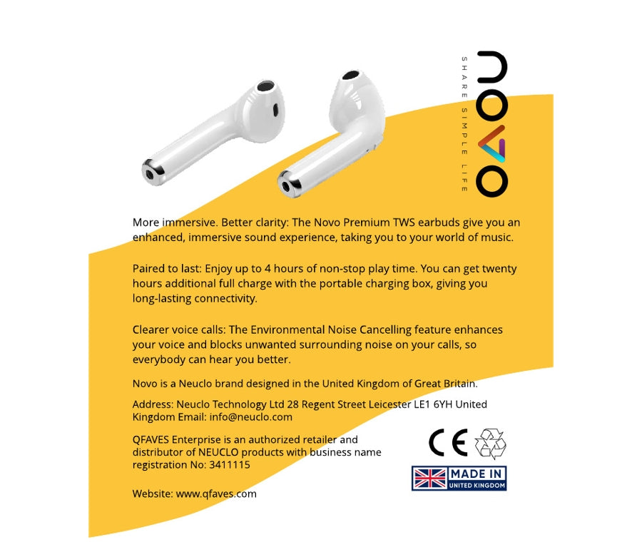 novo Premium TWS Wireless Earbuds