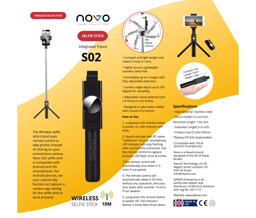 Novo S02 Wireless Mini Tripod