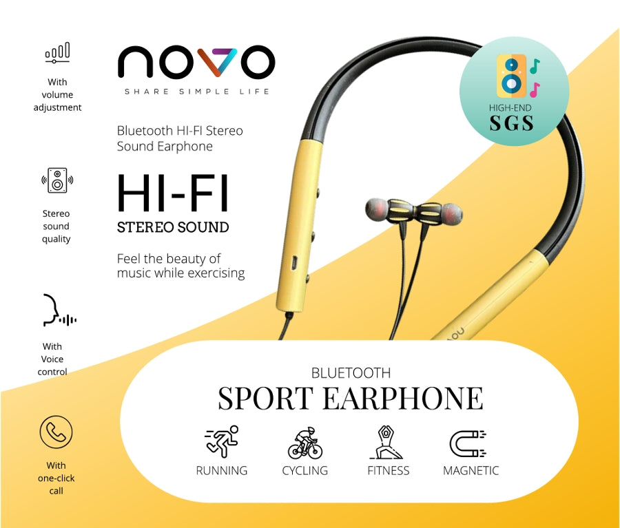 novo Bluetooth Wireless Sport Earphones