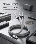 Load image into Gallery viewer, Novo Braid USB Multi 3 in 1 Fast Charging Data USB Cable