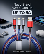 Load image into Gallery viewer, Novo Braid USB Multi 3 in 1 Fast Charging Data USB Cable