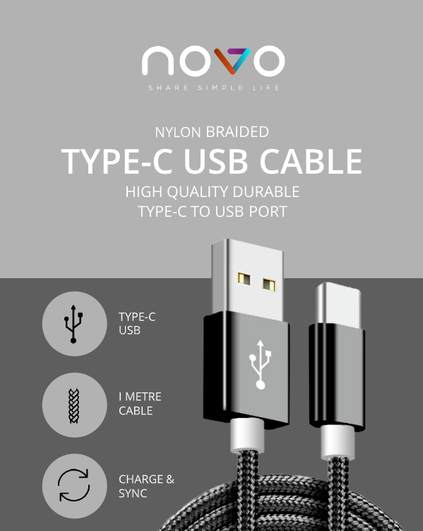 Novo DataFlow Type-C USB Fast Charging Data Cable