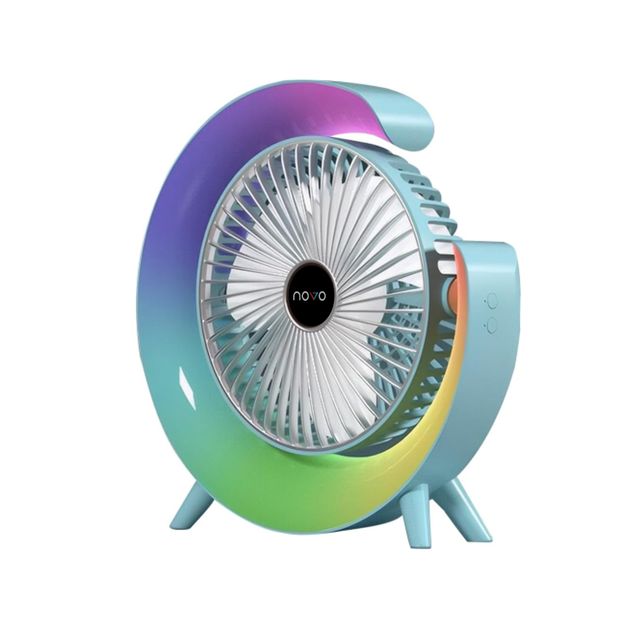 novo Colourful Desktop Fan with LED Light