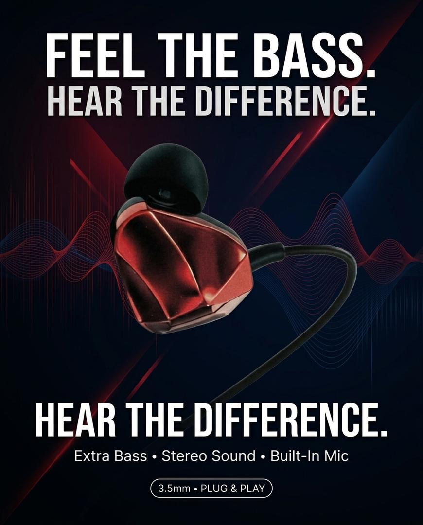 novo Extra Bass Wired Stereo Earphone