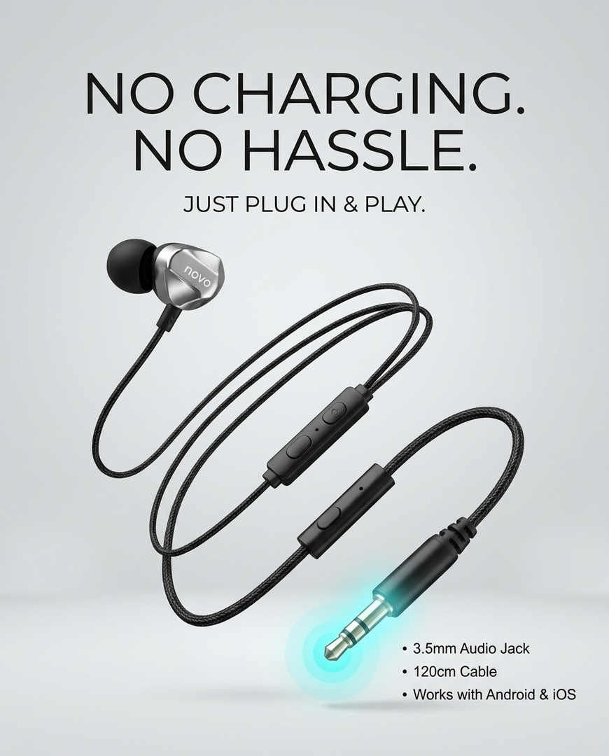 novo Extra Bass Wired Stereo Earphone