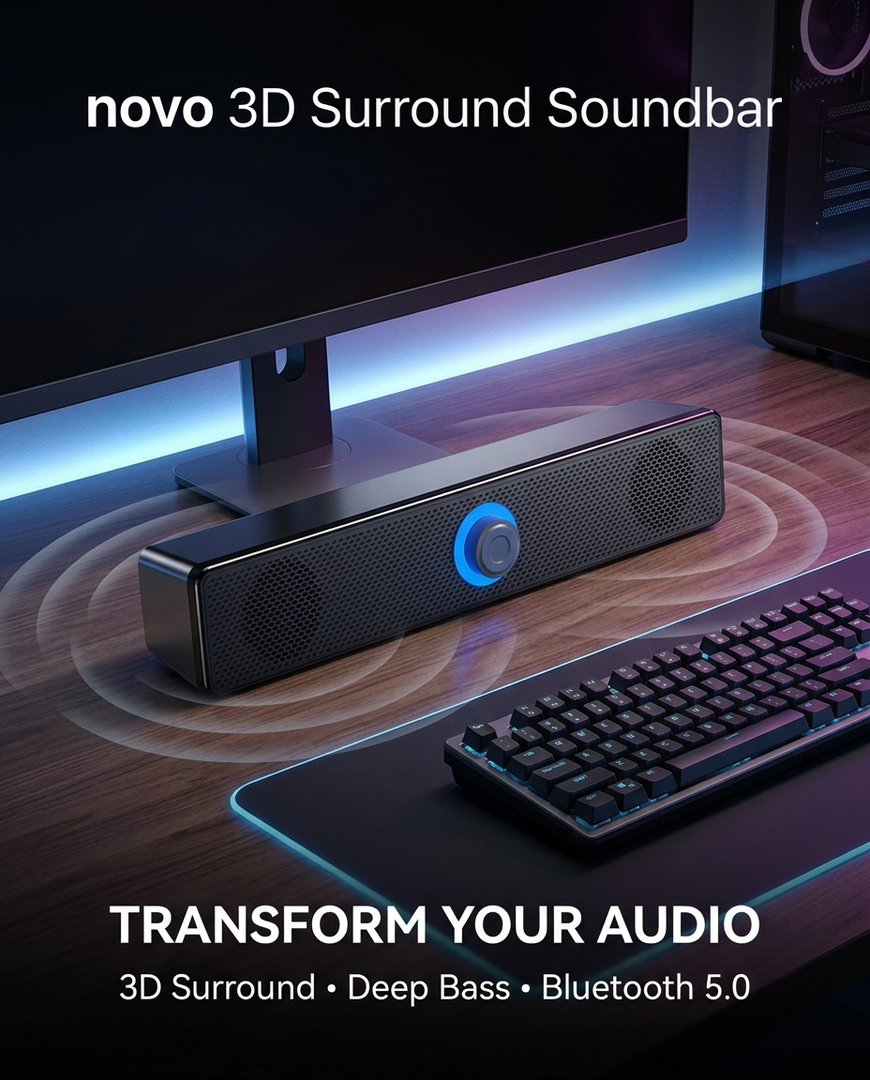 novo 3D Surround Soundbar BT 5.0 Wired Speakers