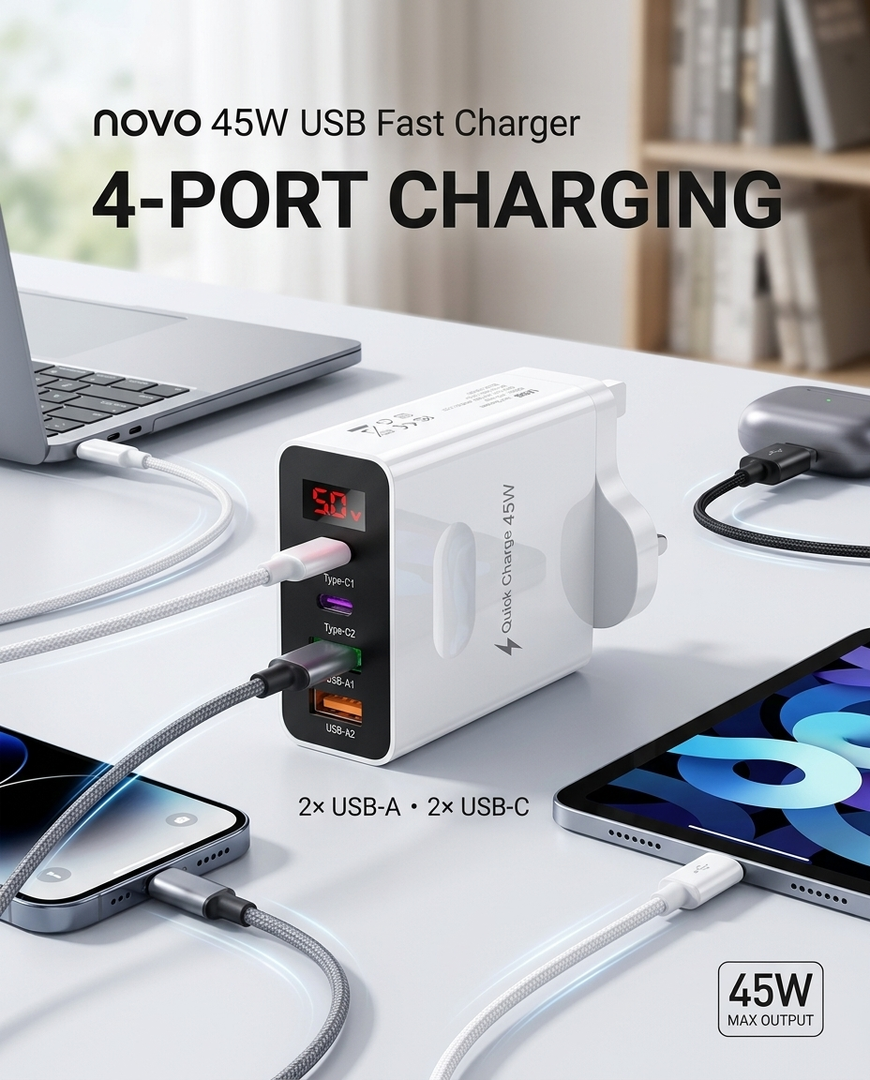 novo 45W USB Fast Charger