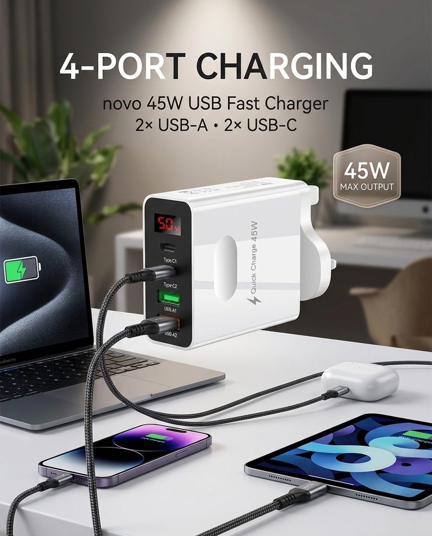 novo 45W USB Fast Charger