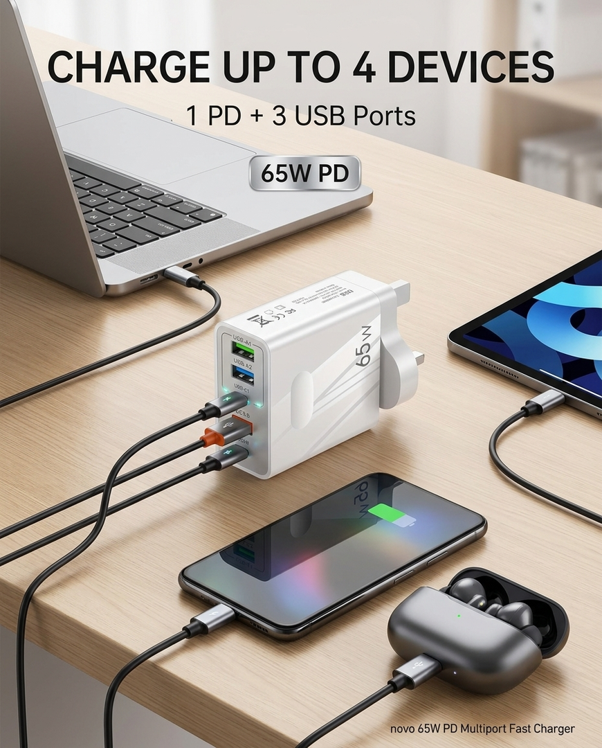 novo 65W PD Multiport Fast Charger