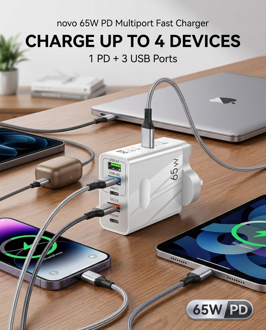 novo 65W PD Multiport Fast Charger