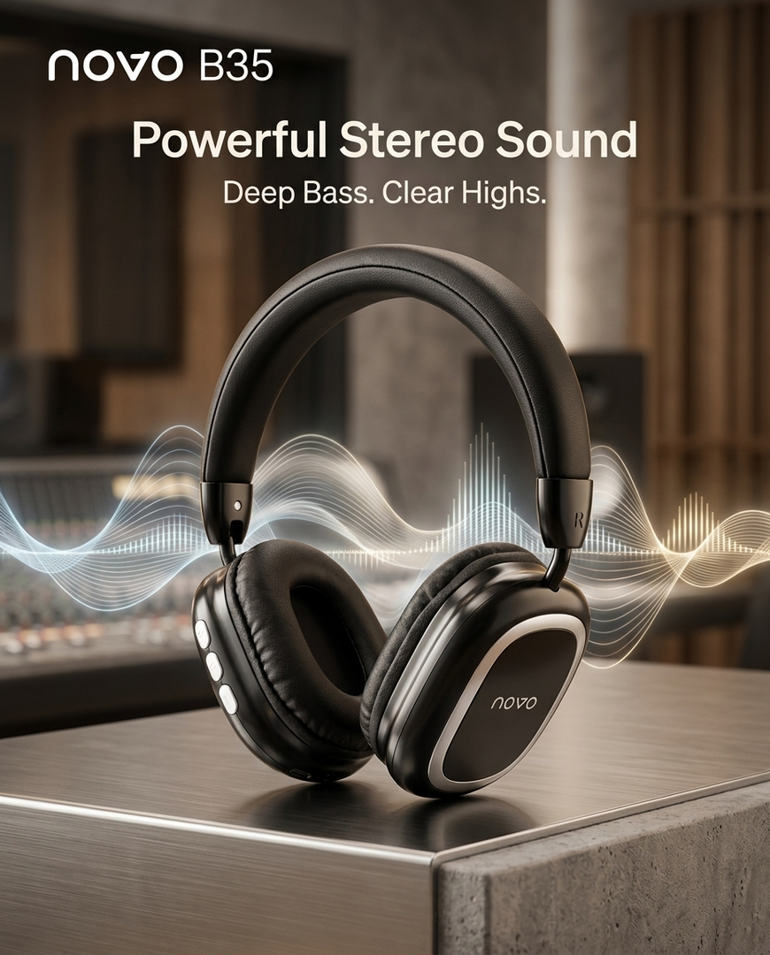 novo B35 Over-Ear Stereo Wireless Headphones