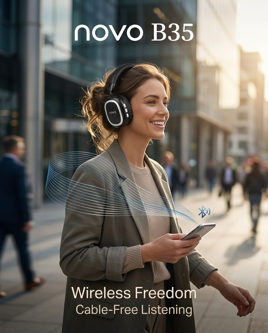 novo B35 Over-Ear Stereo Wireless Headphones