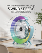 Load image into Gallery viewer, novo Colourful Desktop Fan with LED Light