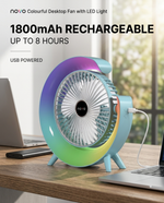 Load image into Gallery viewer, novo Colourful Desktop Fan with LED Light