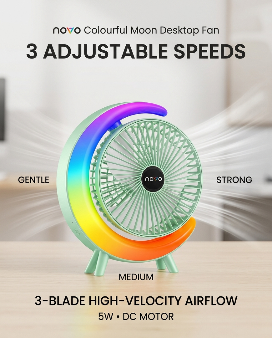 novo Colourful Moon Desktop Fan