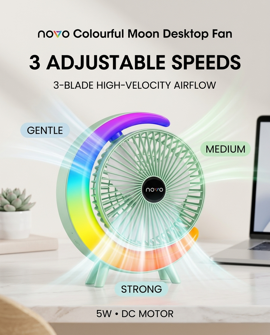 novo Colourful Moon Desktop Fan