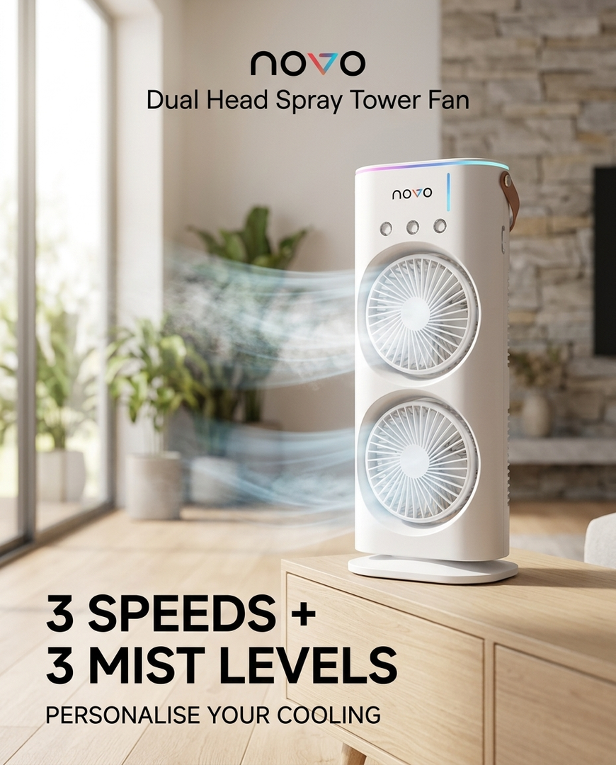 novo Dual Head Spray Tower Fan