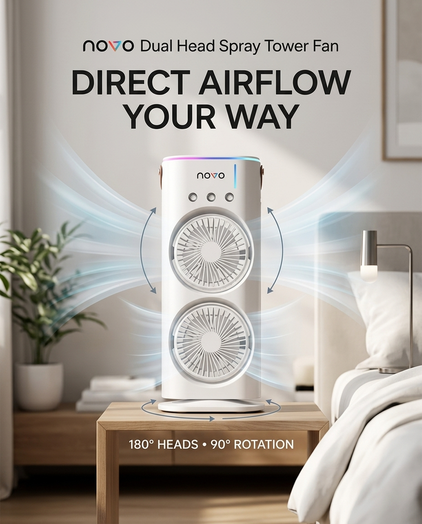 novo Dual Head Spray Tower Fan