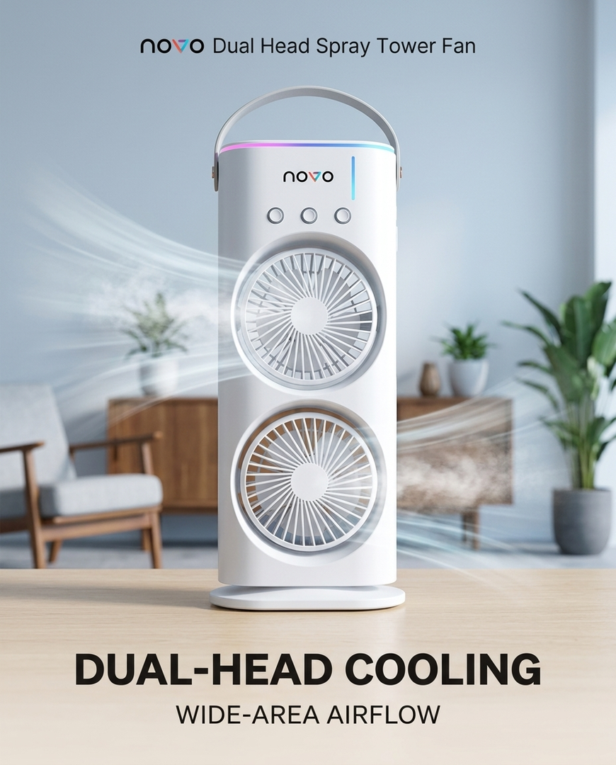 novo Dual Head Spray Tower Fan