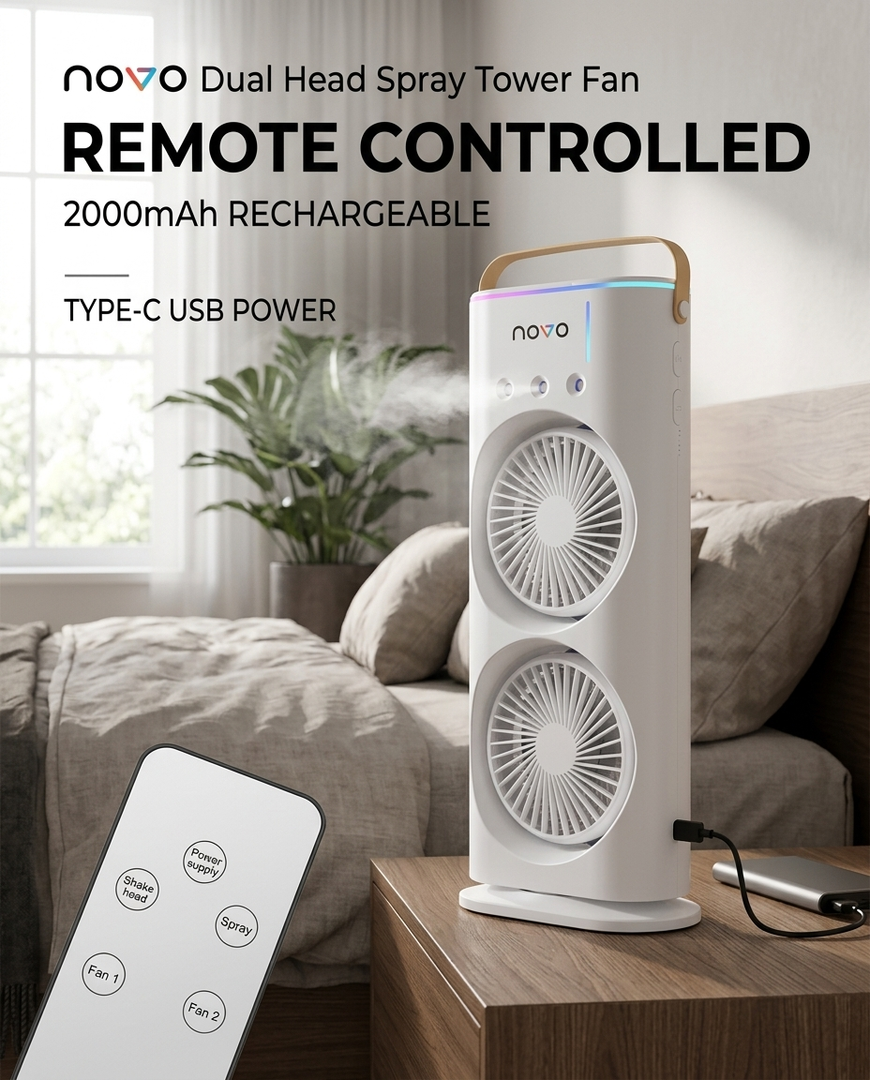 novo Dual Head Spray Tower Fan