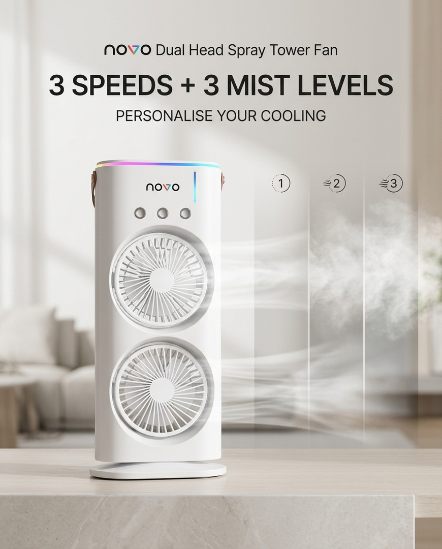 novo Dual Head Spray Tower Fan