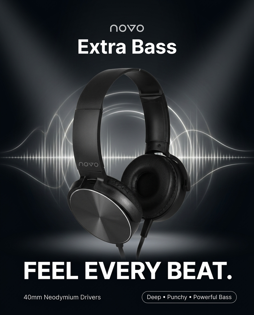 novo Extra Bass Stereo Headphones