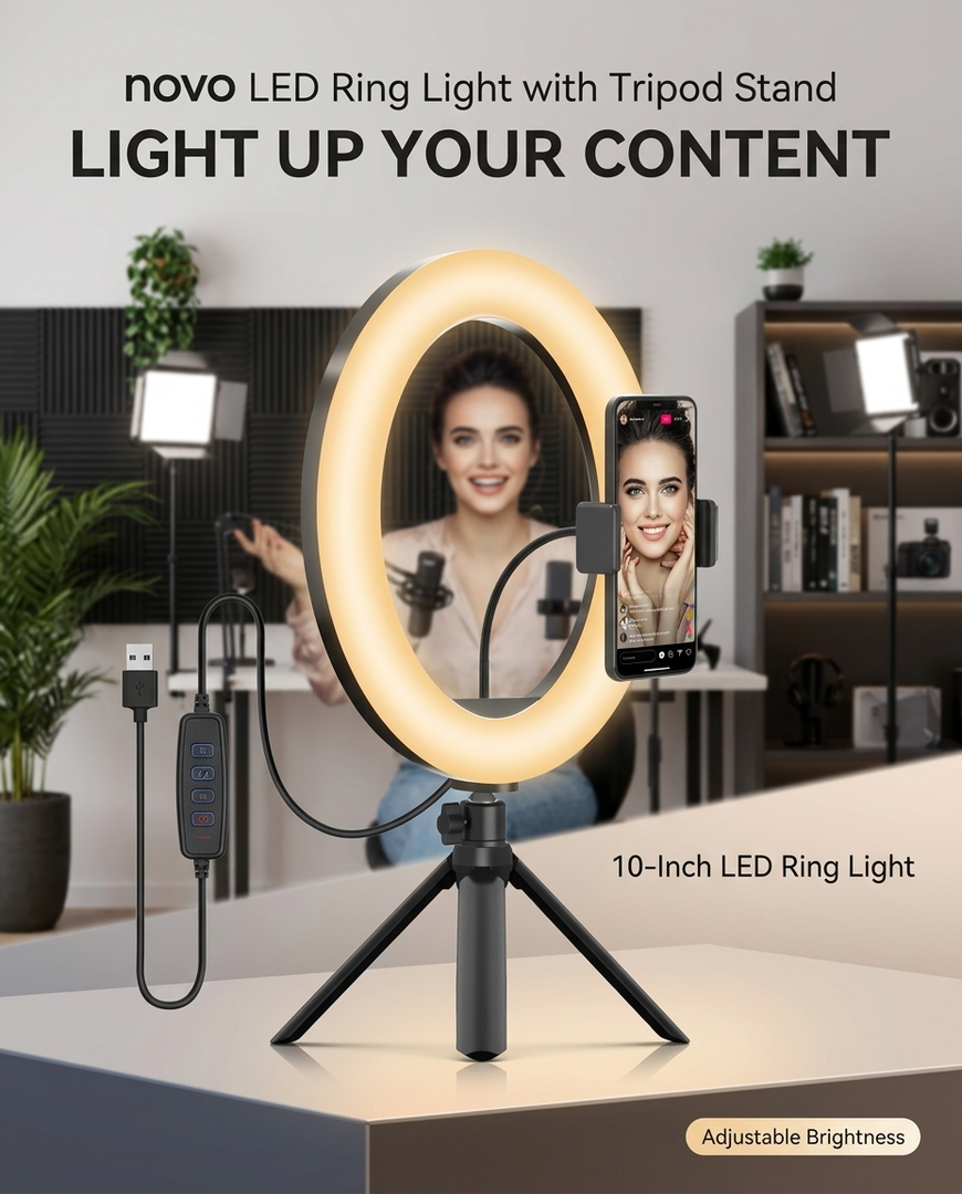 novo LED Ring Light With Tripod Stand