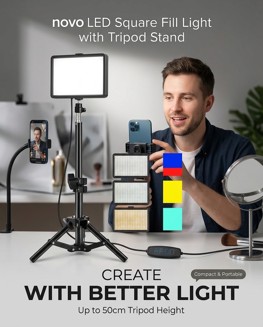 novo LED Square Fill Light With Tripod Stand