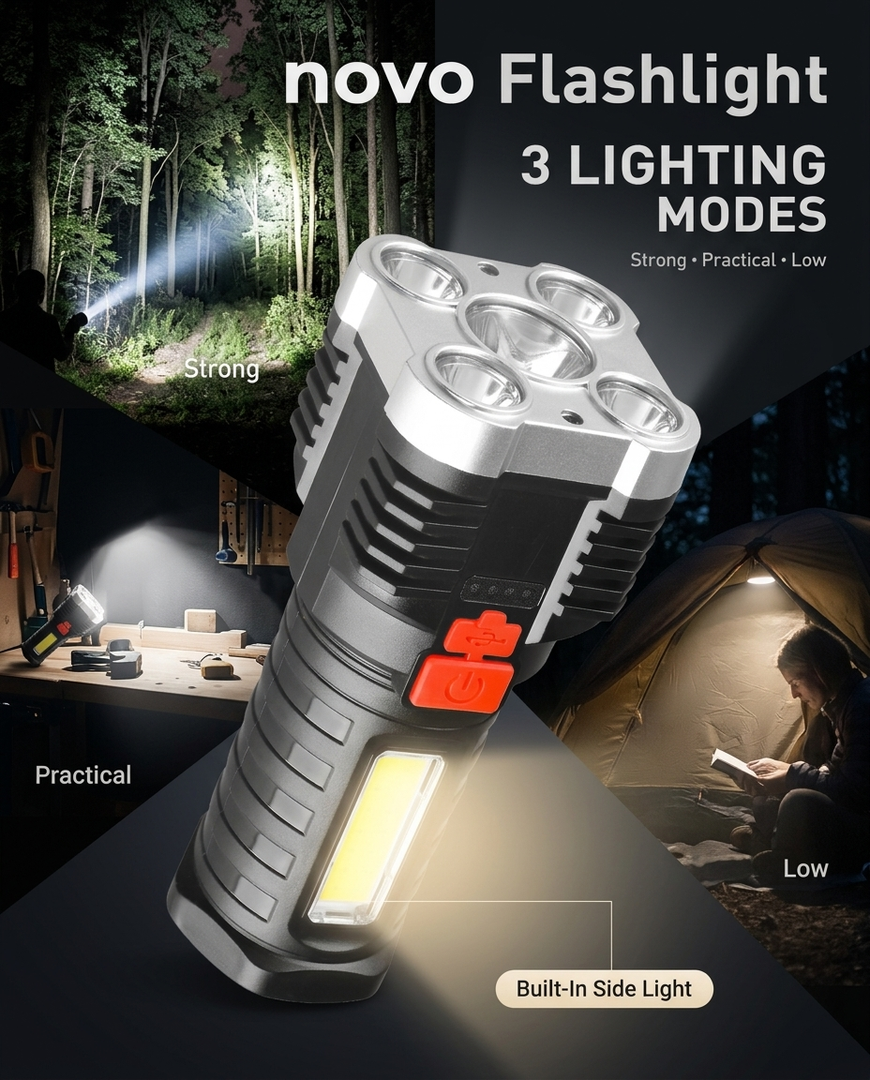 novo Rechargeable LED Flashlight (5 Core Lights)