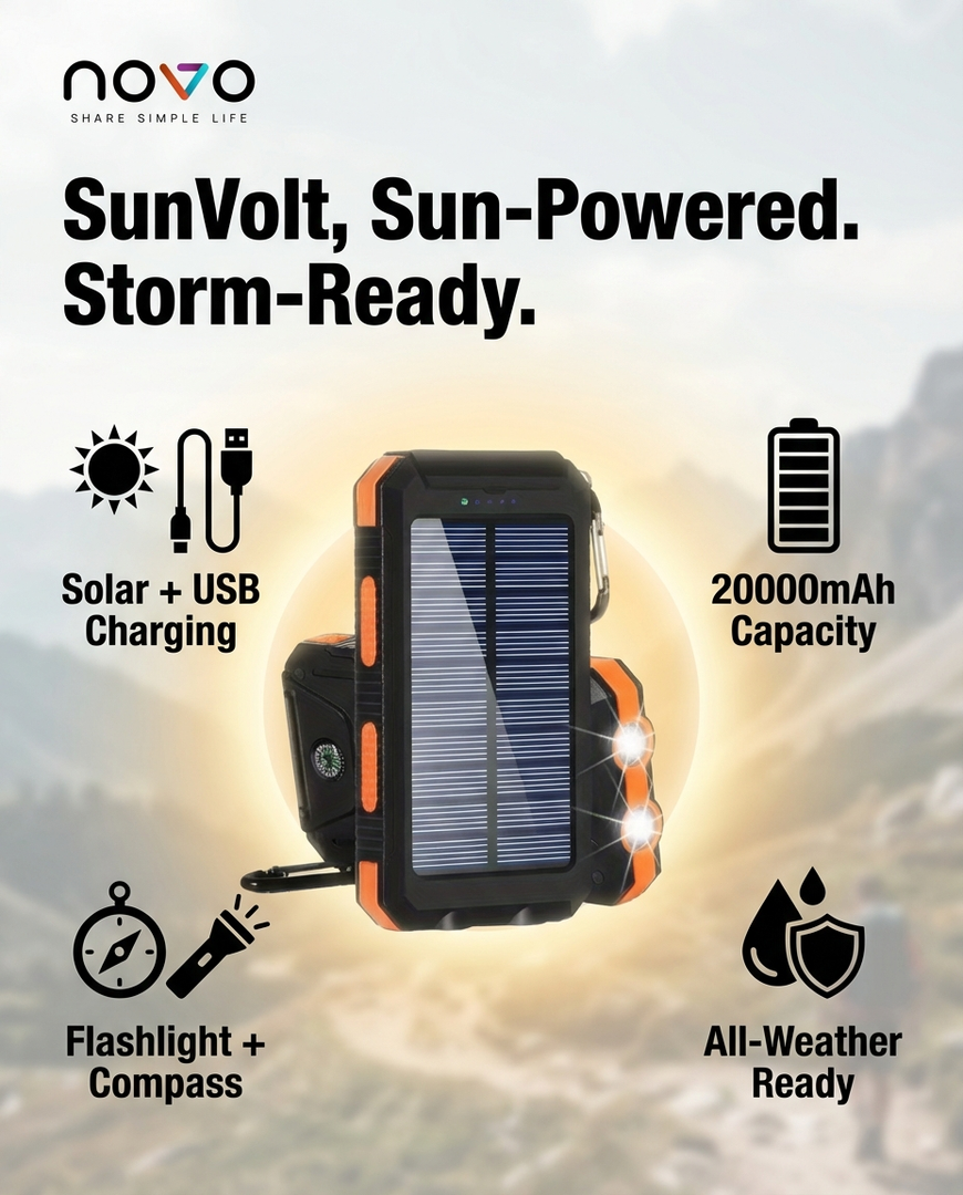 novo SunVolt 20000mAh Solar Power Bank