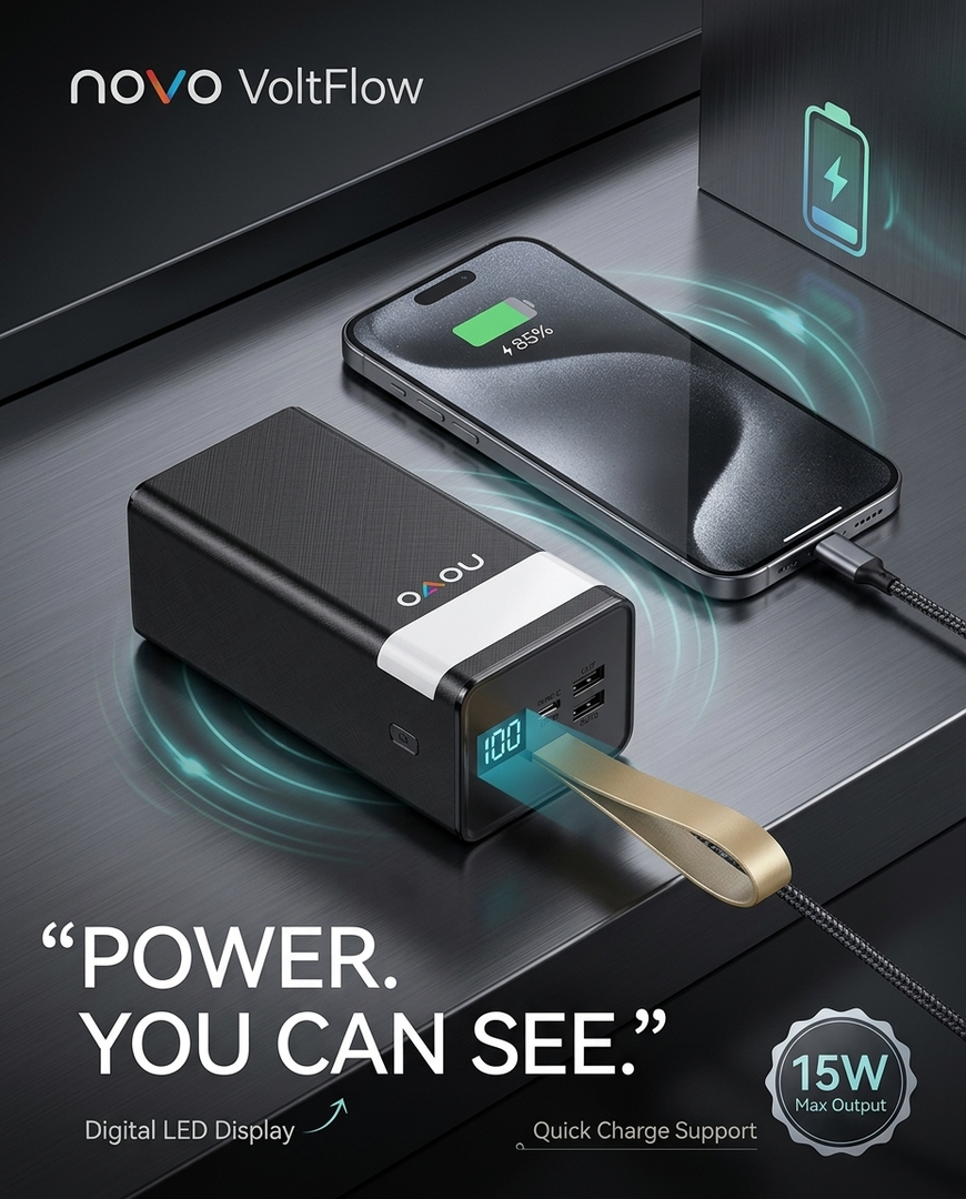 novo VoltFlow 30000mAh 15W Power Bank